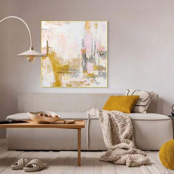 Tlačený/s ručne maľovanými prvkami obraz s rámom/na plátne 102x102 cm New Age Yellow – Malerifabrikken