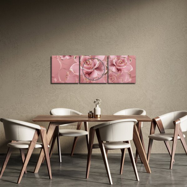 Obraz - Kvetinový dekor (s hodinami) (90x30 cm)