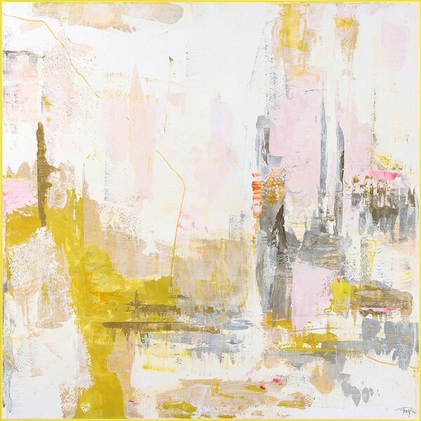 Tlačený/s ručne maľovanými prvkami obraz s rámom/na plátne 102x102 cm New Age Yellow – Malerifabrikken