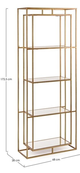 Oceľová knižnica v zlatej farbe 68x172,5x28 cm Elenor – Bizzotto