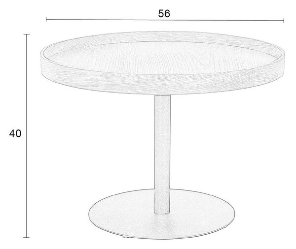Čierny okrúhly konferenčný stolík s doskou v dubovom dekore ø 56 cm Yuri M – White Label