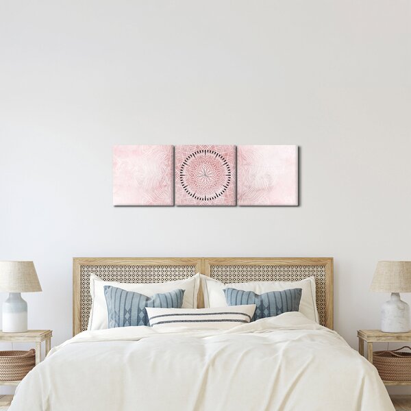 Obraz - Ružová mandala (s hodinami) (90x30 cm)