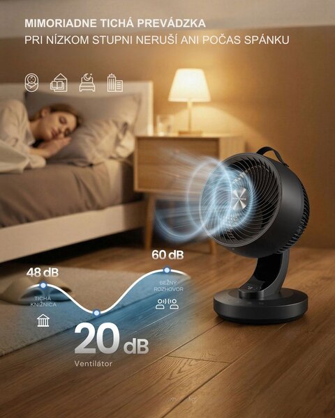 Cirkulačný ventilátor FLOW s diaľkovým ovládaním, čierny SongmicsHome