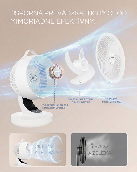 Cirkulačný ventilátor FLOW s diaľkovým ovládaním, biely SongmicsHome