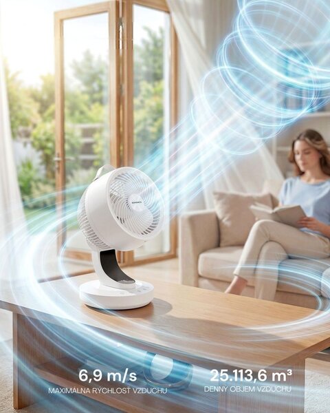Cirkulačný ventilátor FLOW s diaľkovým ovládaním, biely SongmicsHome
