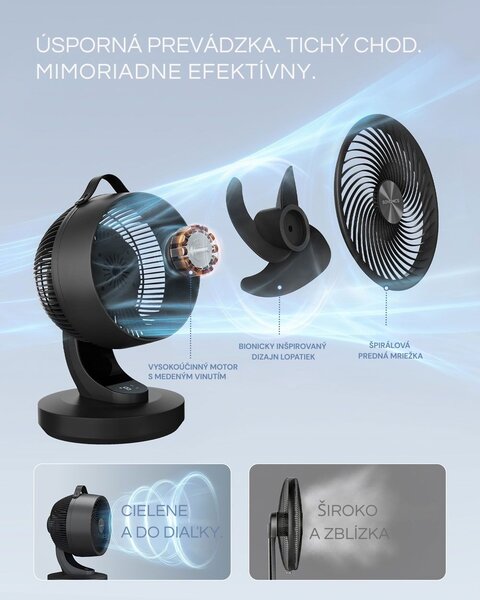 Cirkulačný ventilátor FLOW s diaľkovým ovládaním, čierny SongmicsHome