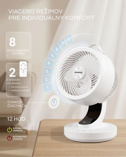 Cirkulačný ventilátor FLOW s diaľkovým ovládaním, biely SongmicsHome
