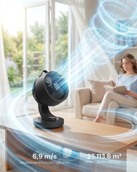 Cirkulačný ventilátor FLOW s diaľkovým ovládaním, čierny SongmicsHome