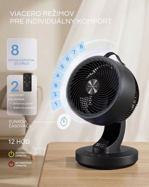 Cirkulačný ventilátor FLOW s diaľkovým ovládaním, čierny SongmicsHome