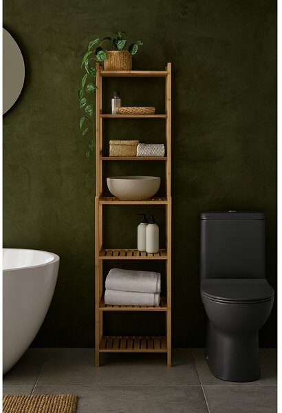 Bambusový kúpeľňový regál v prírodnej farbe 40x154 cm Skaren – Essentials
