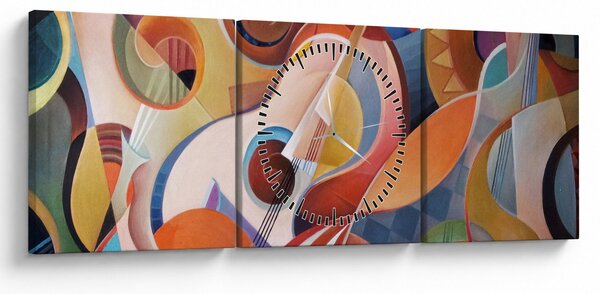 Obraz - Hudobný abstrakt (s hodinami) (90x30 cm)