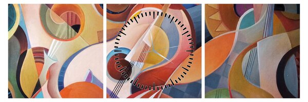 Obraz - Hudobný abstrakt (s hodinami) (90x30 cm)