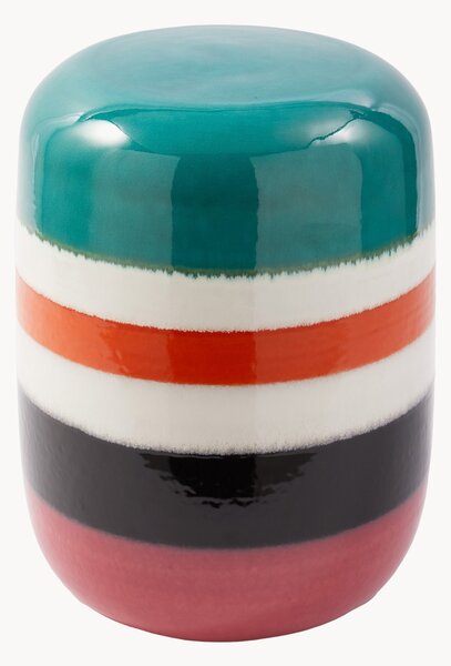 Ručne vyrobený okrúhly pomocný stolík Striped Pill