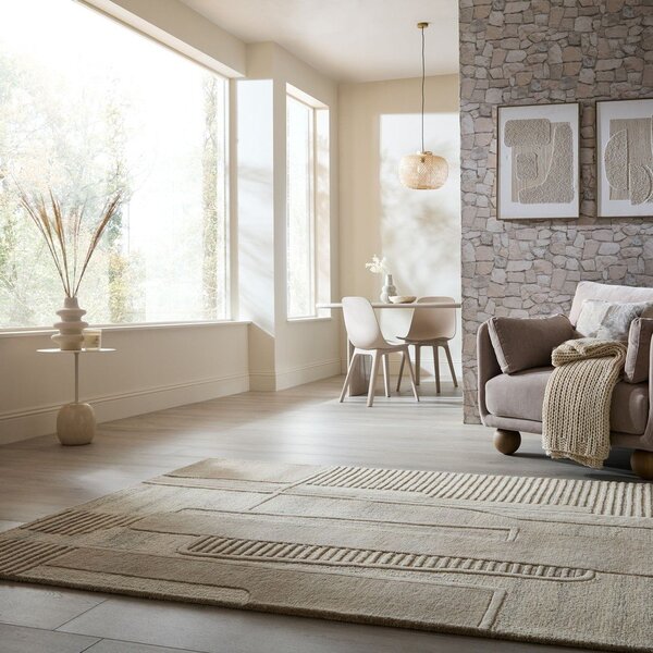 Sivobéžový ručne tkaný vlnený koberec 160x230 cm Lira – Flair Rugs
