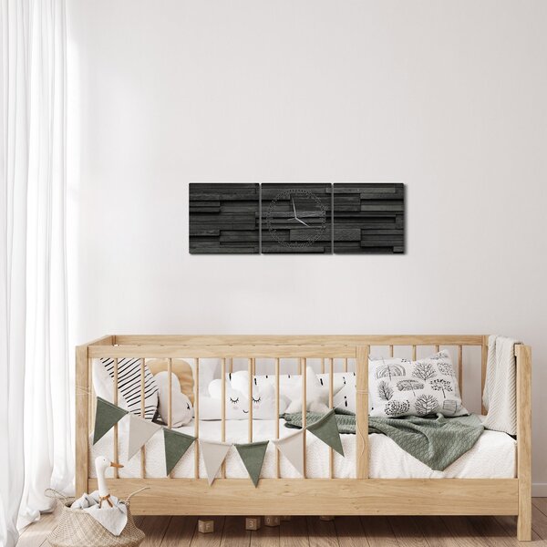 Obraz - Kamenná textúra (s hodinami) (90x30 cm)