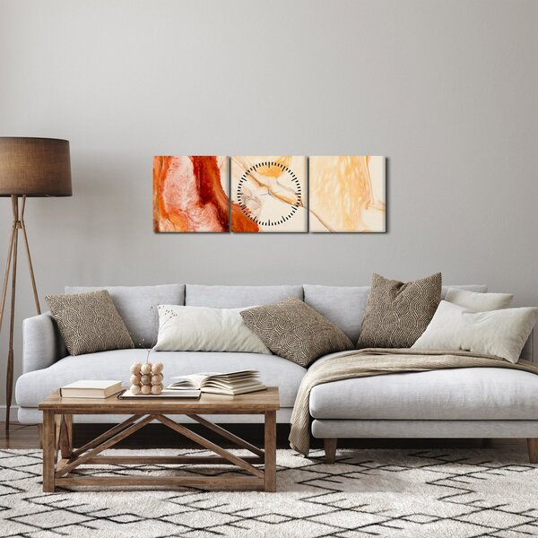 Obraz - Abstraktná maľba (s hodinami) (90x30 cm)