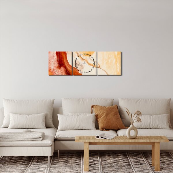 Obraz - Abstraktná maľba (s hodinami) (90x30 cm)