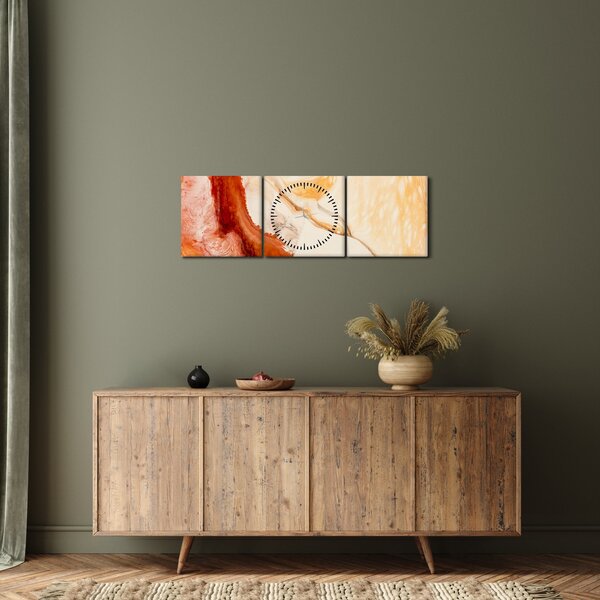 Obraz - Abstraktná maľba (s hodinami) (90x30 cm)