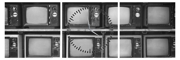Obraz - Retro televízie (s hodinami) (90x30 cm)