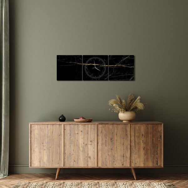 Obraz - Mramorová textúra (s hodinami) (90x30 cm)