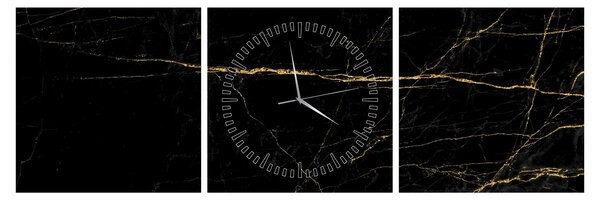 Obraz - Mramorová textúra (s hodinami) (90x30 cm)