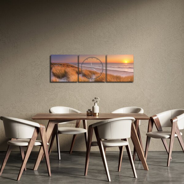 Obraz - Pláž pri západe slnka (s hodinami) (90x30 cm)
