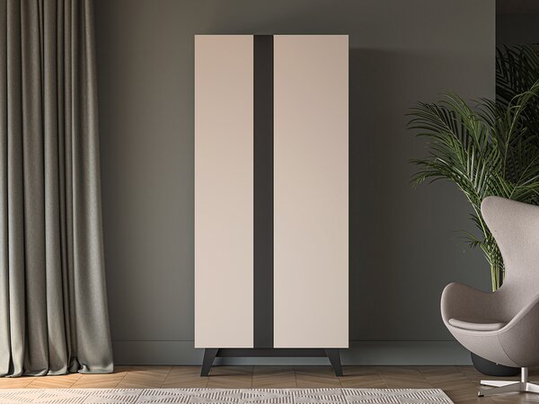 Šatníková skriňa 90 cm CHARLOTTE - kašmír / čierna