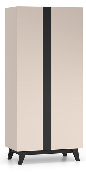 Šatníková skriňa 90 cm CHARLOTTE - kašmír / čierna