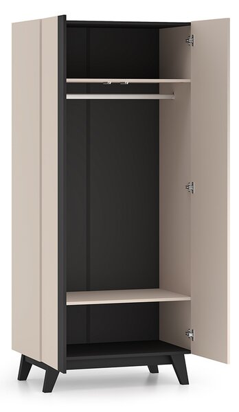 Šatníková skriňa 90 cm CHARLOTTE - kašmír / čierna