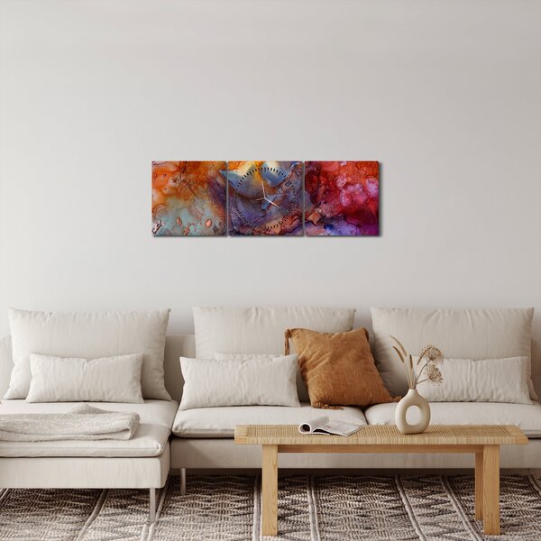 Obraz - Abstraktné atramentové umenie (s hodinami) (90x30 cm)