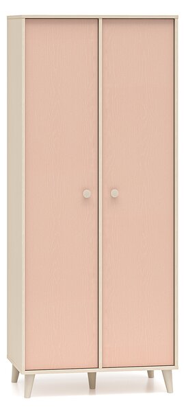 Dvojdverová šatníková skriňa 80 cm OLIVIA - béžová / ružová