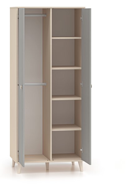 Dvojdverová šatníková skriňa 80 cm OLIVIA - béžová / šedá