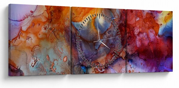 Obraz - Abstraktné atramentové umenie (s hodinami) (90x30 cm)