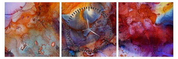 Obraz - Abstraktné atramentové umenie (s hodinami) (90x30 cm)
