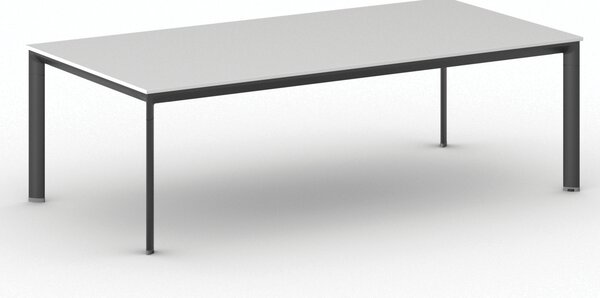 Rokovací kancelársky stôl PRIMO INVITATION, 240x120 cm, čierna podnož, biela