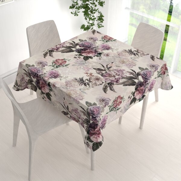 Biante Dekoračný štvorcový obrus Parma PM-112 Fialové kvety na smotanovom 40x40 cm