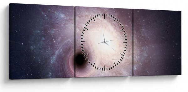 Obraz - Špirálna galaxia (s hodinami) (90x30 cm)