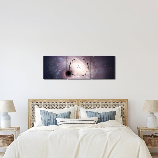 Obraz - Špirálna galaxia (s hodinami) (90x30 cm)
