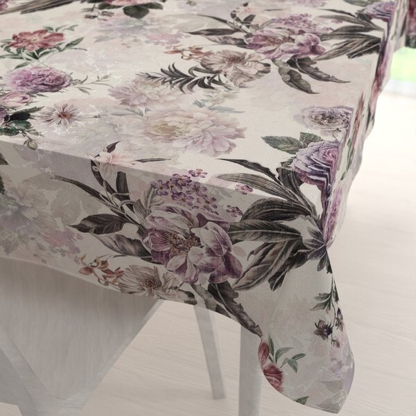 Biante Dekoračný obdĺžnikový obrus Parma PM-112 Fialové kvety na smotanovom 50x100 cm