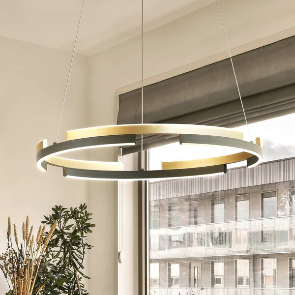 FISCHER & HONSEL Závesné svetlo Circly LED, kov, diaľkové ovládanie, stmievateľné, Čierna, Obývacia izba / jedáleň, kov, Moderný, Závesné svietidlo