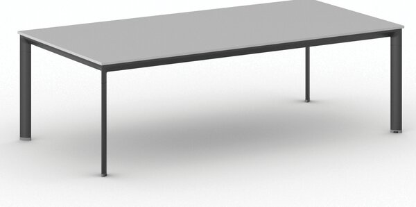 Rokovací kancelársky stôl PRIMO INVITATION, 240x120 cm, čierna podnož, sivá