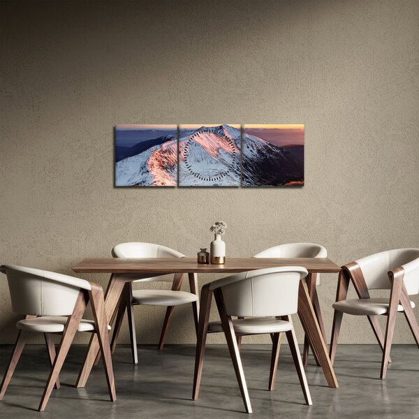 Obraz - Zimná horská panoráma II. (s hodinami) (90x30 cm)