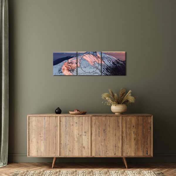 Obraz - Zimná horská panoráma II. (s hodinami) (90x30 cm)