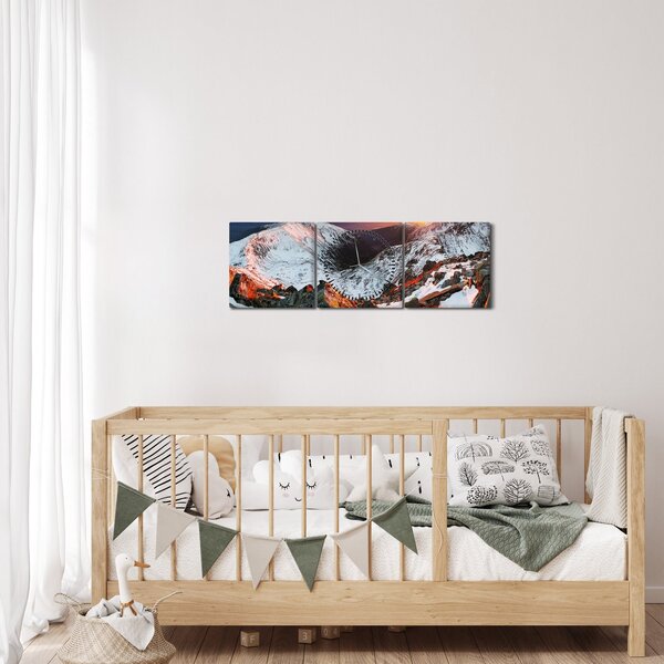 Obraz - Zimná horská panoráma (s hodinami) (90x30 cm)