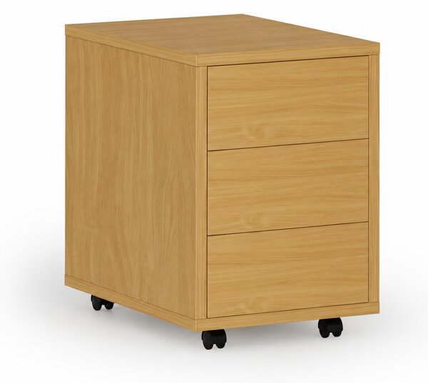 Kancelársky mobilný kontajner PRIMO WOOD, PUSH-lock, 3 zásuvky, buk
