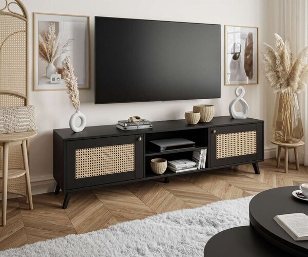 TV STOLÍK THEO S VIEDENSKÝM VÝPLETOM ČIERNY 180 cm
