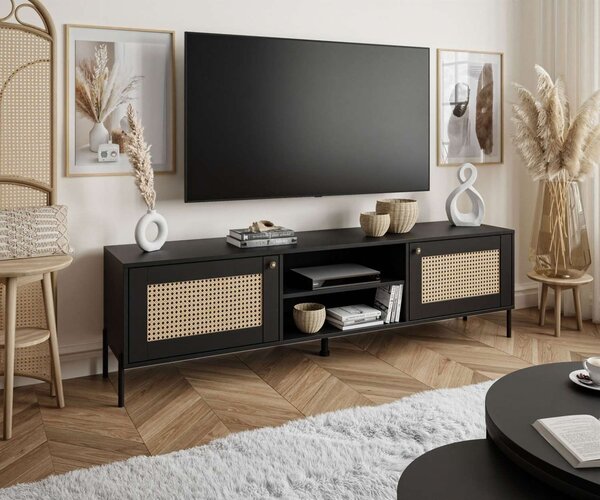 TV STOLÍK THEO S VIEDENSKÝM VÝPLETOM ČIERNY 180 cm