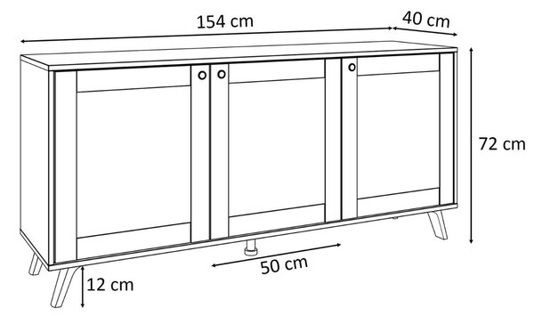 KOMODA THEO S VIEDENSKÝM VÝPLETOM 154 cm PVC