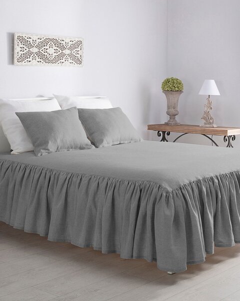 Prehoz Linen Frilly 160 x 210 cm svetlo šedý
