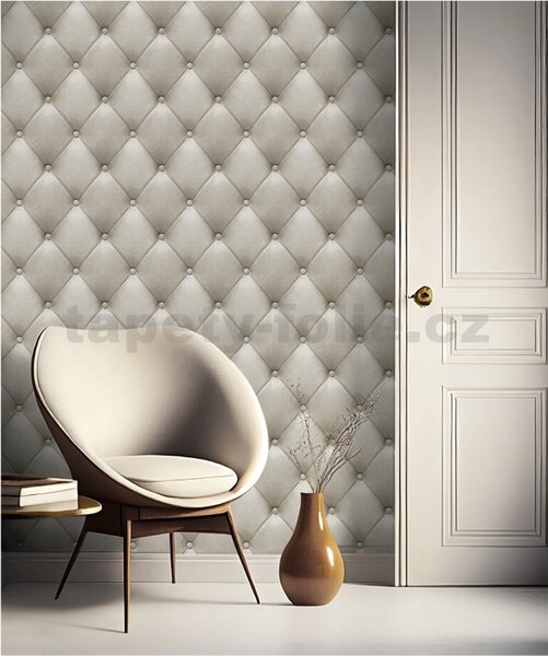 Vliesové tapety na stenu Artifice M76207, imitácia čalúnenie béžové, rozmer 10,05 m x 0,53 m, UGEPA